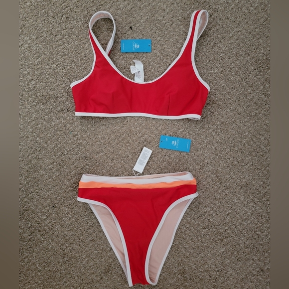 Cupshe Colorblock Bralette Bikini Medium Top Small Bottom - Picture 4 of 8